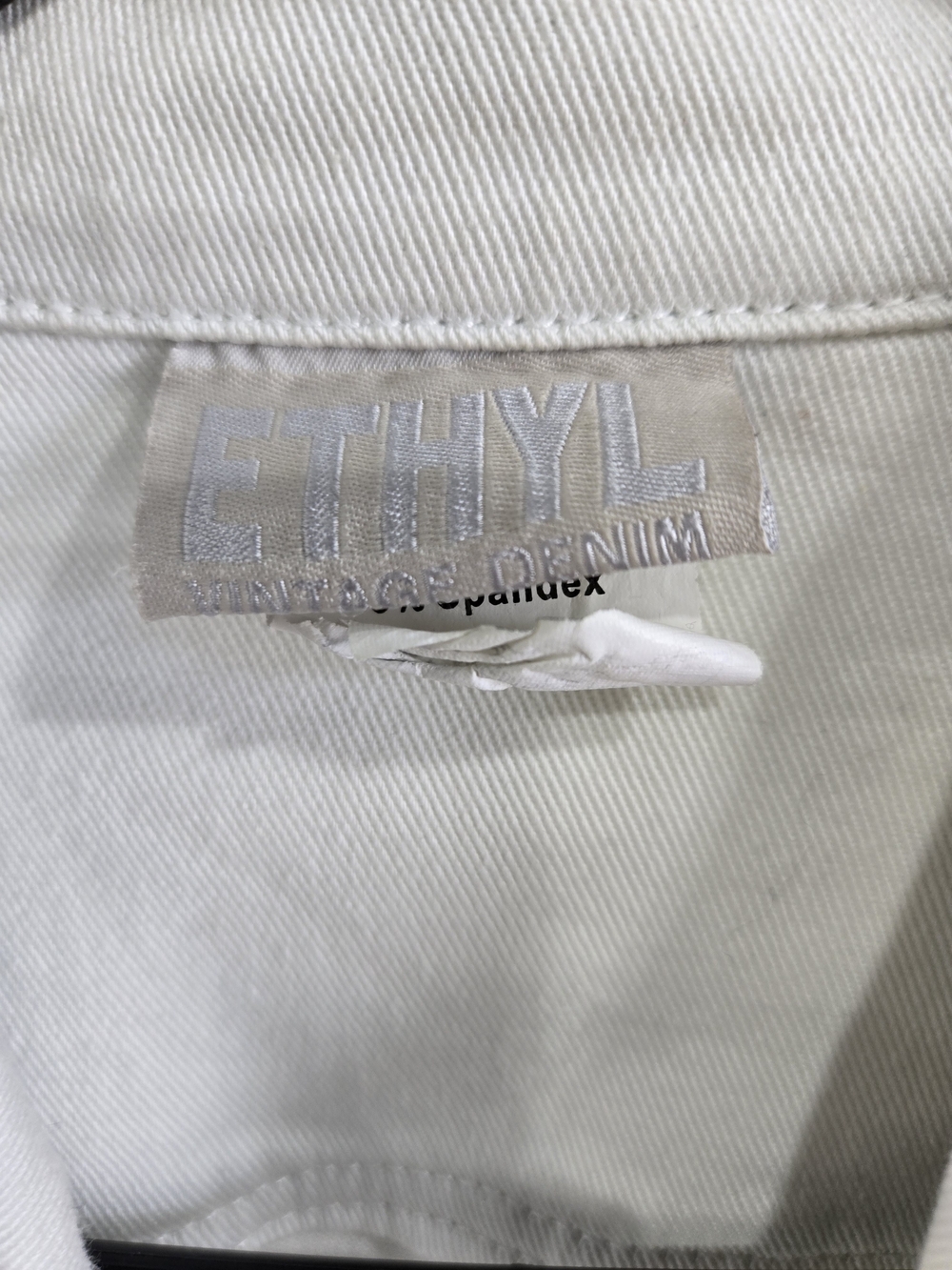 Ethyl Vintage Denim White Stud-Embellished Denim Jacket Size L - Picture 5 of 8